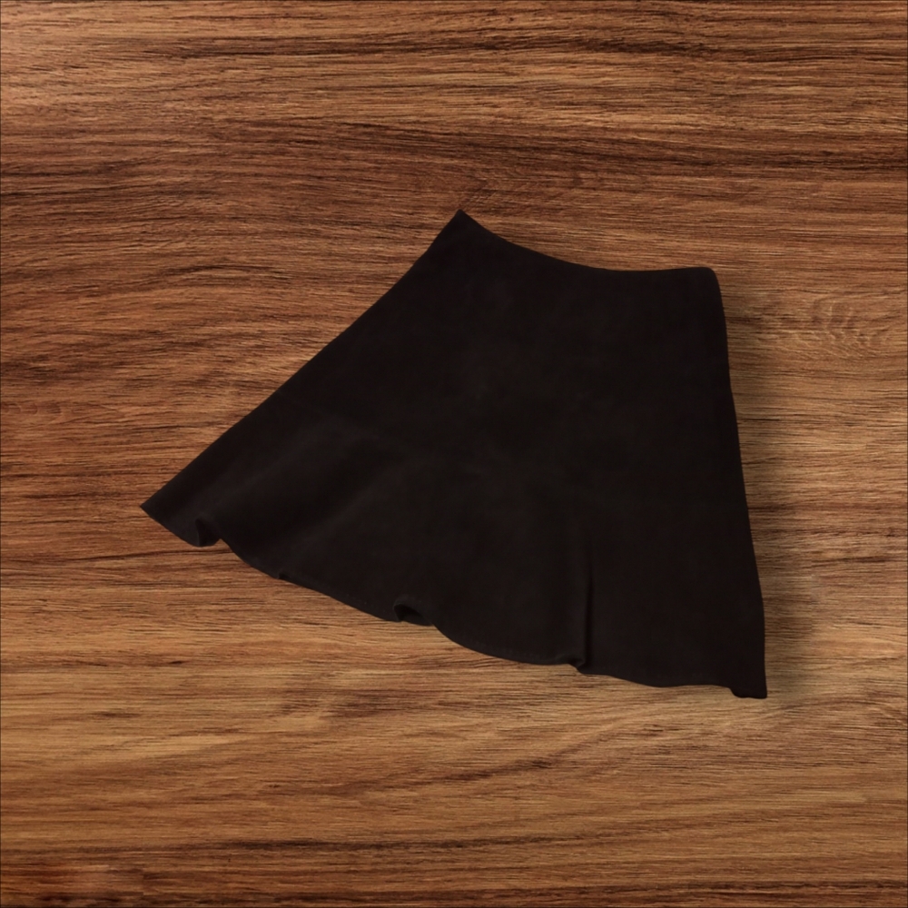 Suede Leather Skirt A Line Midi Black Worth (4)